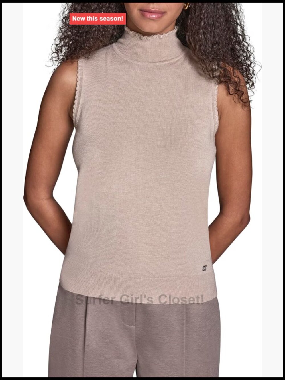 BCBG Sleeveless Mock Neck Tank Top 100% Rayon Stretch Knit